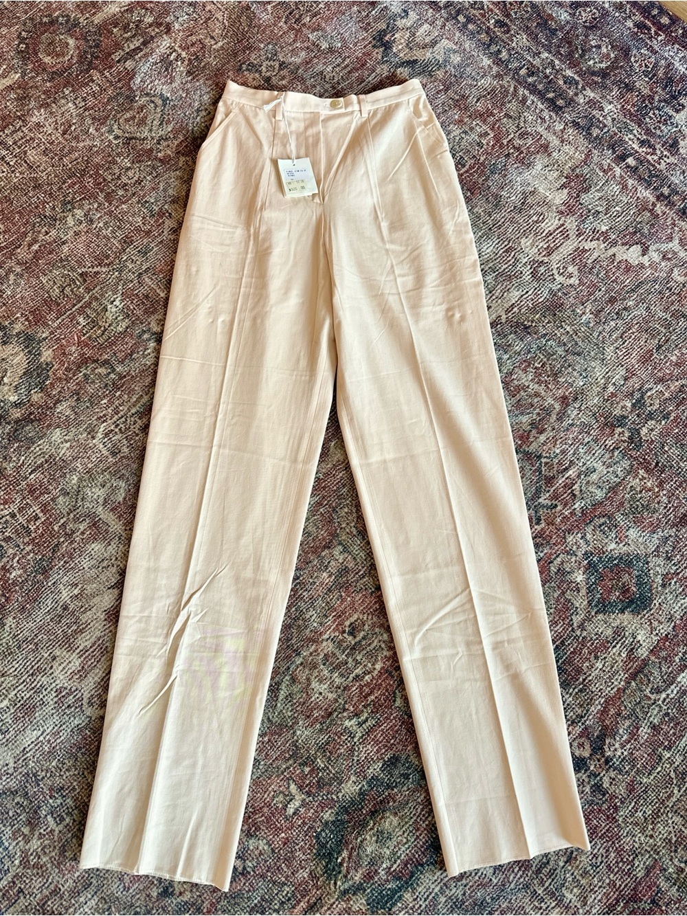 NWT Gunex Blush Pink Cotton Trousers Size 6 Italian Designer Premium Luxury